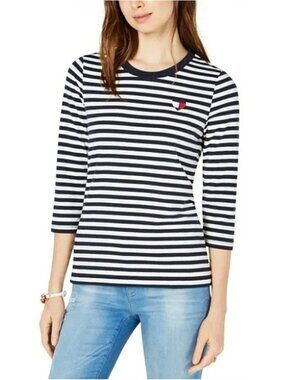 NWT Tommy Hilfiger Women's Heart Logo Striped long Tee